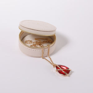 Boîte à bijoux portable en cuir avec fermeture éclair, logo personnalisé, mini boîte de rangement pour colliers et boucles d'oreilles, tendance - Product Image 6