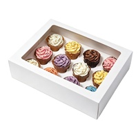 Boîtes à gâteaux personnalisées biodégradables, boîte à cupcakes à 12 trous/emplacements avec fenêtre et inserts (25) - Emballage pour boulangerie et produits alimentaires pour pâtisserie