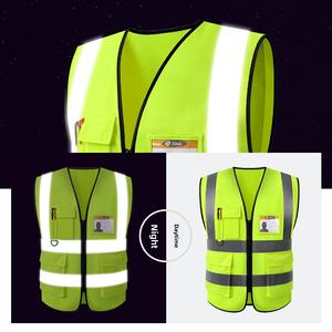 Gilet di sicurezza riflettente Multi-tasca per l'igiene del giardino operai edili <span class=keywords><strong>abbigliamento</strong></span> per la sicurezza del traffico - Product Image 4