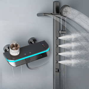Set <span class=keywords><strong>Doccia</strong></span> Termostatico Digitale Quadrato in Ottone Lucido, Maniglia Singola con Funzione Pausa e Pioggia Delicata, Vendita Diretta dalla Fabbrica - Product Image 3