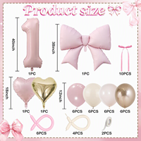 BLN Wholesale Ensemble de ballons géants en Mylar de 40 pouces, chiffres roses mats et nœuds papillon, pour la décoration de fêtes d'anniversaire de filles et de baby shower