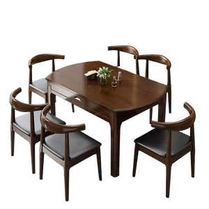 Bắc Âu hiện đại 6 chỗ ngồi bàn ăn ghế thiết lập tất cả các rắn gỗ dual-sử dụng Vòng cho nhà hoặc căn hộ nhỏ - Product Image 2