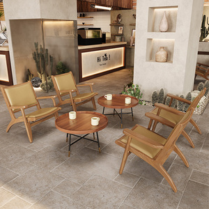 Bohemian Retro Lounge Furniture Set With Rattan-Woven Chairs And Walnut Round <b>Table</b> - Product Image 6