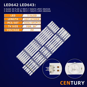 Tiras <span class=keywords><strong>LED</strong></span> Para TV S_KU6K_50_FL30_L7_REV1.1_160215_LM41-00253A R6 00254a <span class=keywords><strong>LED</strong></span> Đèn nền dải thay thế cho Samsung 50 inch <span class=keywords><strong>LCD</strong></span> - Product Image 2