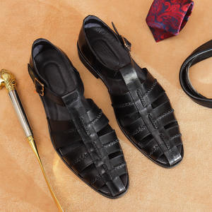 Sandales décontractées à bout carré pour hommes - Chaussures d'extérieur élégantes, légères et respirantes en cuir - Antidérapantes pour toutes les saisons - Product Image 2