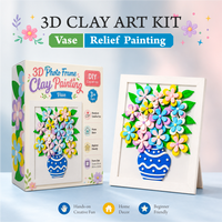 Kit Lukisan Tanah Liat Bingkai Foto 3D Grosir, Vas Bunga Relief Art, Tidak Beracun, DIY Dekorasi Rumah, Hadiah untuk Anak-anak, OEM