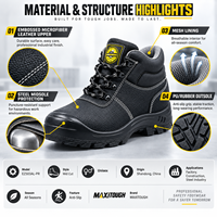 Chaussures de sécurité MaxiTough à embout d'acier pour hommes, anti-écrasement, résistantes aux perforations, imperméables, en cuir, bottes de travail industrielles