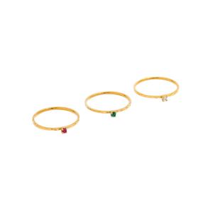Anillos de Compromiso y Boda Minimalistas al por Mayor, Coloridos y Brillantes, de Circonia Cúbica, Acero Inoxidable, Chapado en Oro de 18K, Joyería para Mujer - Product Image 1