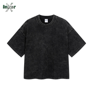 T-shirt unisexe de luxe 100 % coton tricoté, haute qualité, logo vintage personnalisé, effet délavé, coupe oversize, délavé à l'acide, couleur unie, grammage lourd - Product Image 6