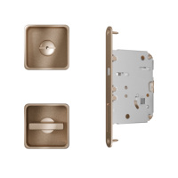 Serrure de porte coulissante carrée en alliage de zinc ISILINE, finition antique or rose brossé, encastrée, pour salle de bain et chambre à coucher