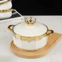 Pot à soupe rond de luxe créatif en céramique, pot multifonctionnel pour la maison, ensemble de 6 bols en céramique