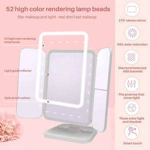 Miroir de maquillage tactile rechargeable 360° avec lampe de bureau réglable, lumière d'appoint LED 3 couleurs, coque CRI 80, 50 000 heures - Product Image 5