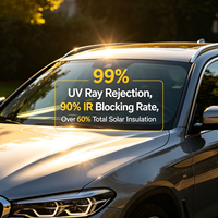 Film solaire PET 2 plis résistant à la chaleur, anti-rayures, noir, pour pare-brise, protection UV IR, protection de la vie privée, voiture