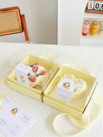 Boîte à gâteau en papier avec poignée en ruban jaune clair de 4/6 pouces, couvercle transparent en PVC, boîte à cadeaux pour fête d'anniversaire, boîte à pâtisserie, boîte à cupcakes