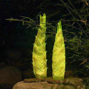Lampes de jardin en bambou, lampes solaires en résine et fibre de verre LED pour l'extérieur, éclairage paysager électrique pour pelouse - Product Image 1