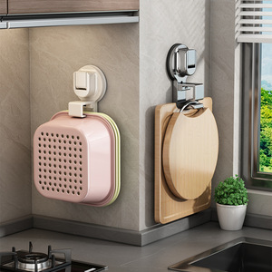 Kitchen Sink Storage Rack With Suction Cup Hooks Wall Mounted Drain Basket <b>Square</b> Lattice Type Hanging For Cutting Board - Product Image 1