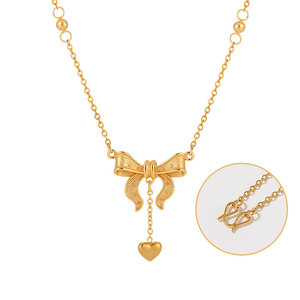 จี้สร้อยคอรูปโบว์ชุบทอง 14k 18k ทำจากสแตนเลส 316L สำหรับผู้หญิง ขายส่ง - Product Image 5