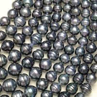Collier de perles de Tahiti côtelées de 8-11 mm pour le bricolage, brillance intense, peau lisse irisée, vente en gros usine