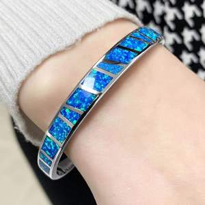 Brazaletes de moda de ópalo azul cuadrado geométrico, brazalete de joyería de alta calidad para hombres y mujeres, Pulseras de regalo de fiesta al por mayor al mejor precio - Product Image 6