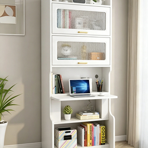 Modern Folding <strong>Wood</strong> Desk Bookshelf Combination for Small Apartments Home Bedroom Student Study Computer Storage Home Furniture - Product Image 3