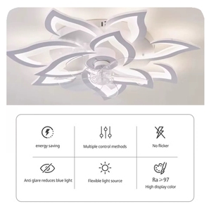 Hot Sale Flower Shape LED Ceiling Fan Light DC Inverter Silent <strong>Ventilator</strong> <strong>Lamp</strong> 85-240V Decorative Fan Custom Logo Wholesale - Product Image 4