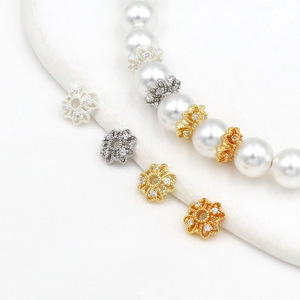 18K vàng dát Bốn Lá Cỏ Ba Lá Hoa Chủ Bead <span class=keywords><strong>cap</strong></span> handmade tự làm vòng đeo tay vòng cổ trang sức Spacer phụ kiện <span class=keywords><strong>C21</strong></span> - Product Image 2