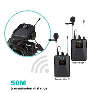 Micrófono Lavalier inalámbrico UHF, transmisor Dual de 2 canales, cancelación de ruido, de Metal Clip, cámara <span class=keywords><strong>DSLR</strong></span>, grabadora de voz para teléfono móvil - Product Image 2