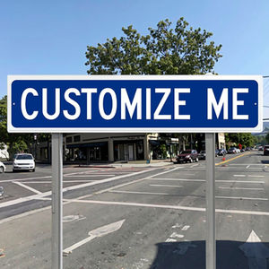 علامة رقم منزل زرقاء مخصصة مخصصة اسم الشارع تصميم خارجي معدني بدون علامة وشحن سريع - Product Image 5