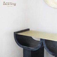 Mobilier de salon moderne design à la française Comptoir en métal Table en béton triple console en bois massif noir