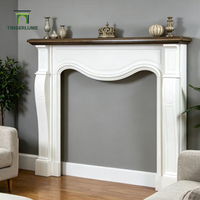 Cheminée moderne haut de gamme pour salon en MDF, finition bicolore blanc et chêne, vente en gros, MOQ 20