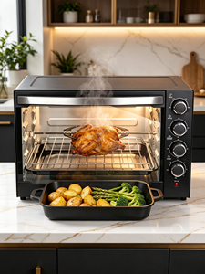 <span class=keywords><strong>Four</strong></span> électrique à convection <span class=keywords><strong>mini</strong></span> en acier inoxydable noir, disponible en 50L/70L, puissance 2000W, pour usage domestique et hôtelier, idéal pour cuire et griller. - Product Image 4