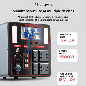 Estación de energía de onda sinusoidal pura portátil de 200W-6000W, batería de litio, Panel Solar, linterna, fuente de coche recargable, estación de energía - Product Image 5