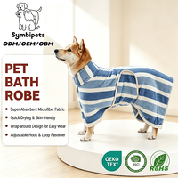 Peignoir de séchage pour chien en microfibre rayée, super absorbant, serviette de bain pour chien, peignoir de bain à séchage rapide pour animaux de compagnie après la douche
