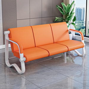 Fauteuils d'attente Tsuneyuki trois places en cuir bleu pour hôpital, réception, bureau, sièges publics avec accoudoirs V18 - Product Image 2