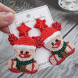 Nouveau mignon guirlande noël pull arbre bonhomme de neige boucles d'oreilles vacances mode drôle noël graine perle boucle d'oreille prêt à expédier - Product Image 3