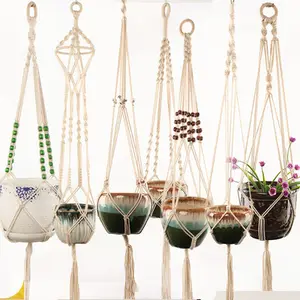 Suporte de parede de algodão para plantas, vaso de plantas, cesto de plantas, varanda, decorações para parede, pendurar com gancho