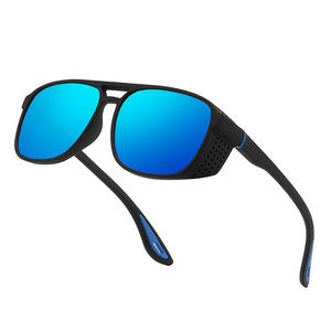 Wow Custom Sport <b>Sunglasses</b> Black Frame <b>Blue</b> Mirror Lens Polarized UV400 Protection Outdoor Cycling Driving Unisex - Product Image 1