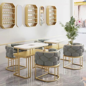 Luxury Metal & PU Leather Commercial Manicure <b>Table</b> Dust Collector Large Storage Multi Seats for <b>Nail</b> Salon Mall Hospital Use - Product Image 5