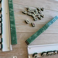 Tuiles de mahjong en acrylique double couche vert jade, motif floral personnalisé, ensemble de mahjong peint à la main, jeu de poker portable, cadeau
