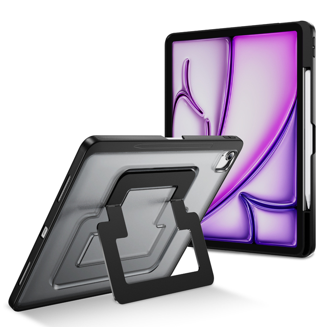 For iPad Air 13 Inch 2024 Shockproof Bumper Protective Case Clear Back Cover Tablet Cases with Metal Integrated Type Bracket