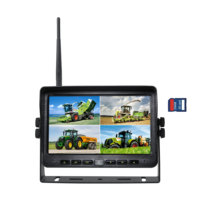 Moniteur de voiture sans fil AHD 7 pouces avec caméra, détection d'alarme AI BSD, écran quadruple avec enregistrement pour camion