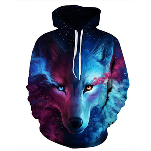 Livraison gratuite, sweat-shirts imprimés en 3D avec motif de loup pour hommes, nouveau style, sweat-shirt imprimé animal pour hommes, Harajuku, pull oversize amusant - Product Image 3