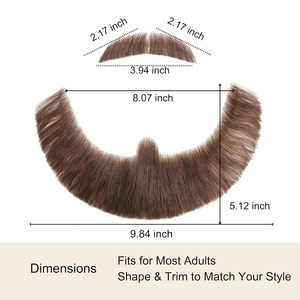 Realistico nero fatto a mano capelli umani morbidi invisibile Mesh baffi per la barba di dimensioni maggiori Look per costumi e feste - Product Image 5