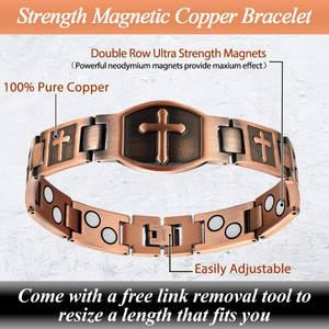 Aimants haute puissance thérapie énergétique soulagement de la <span class=keywords><strong>douleur</strong></span> arthrite réglable 100% <span class=keywords><strong>Bracelet</strong></span> magnétique en cuivre pur pour hommes bijoux de santé - Product Image 6