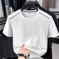Camisetas de Diseño para Hombre con Cuello Redondo y Ribete en Contraste, Camisetas Casuales de Verano para Hombre, Camisetas Deportivas Transpirables para Uso Diario Urbano