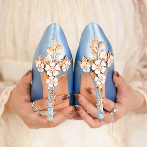 Escarpins de tacón alto para mujer, zapatos de boda de lujo con trenzas, tacones de aguja altos para damas - Product Image 2