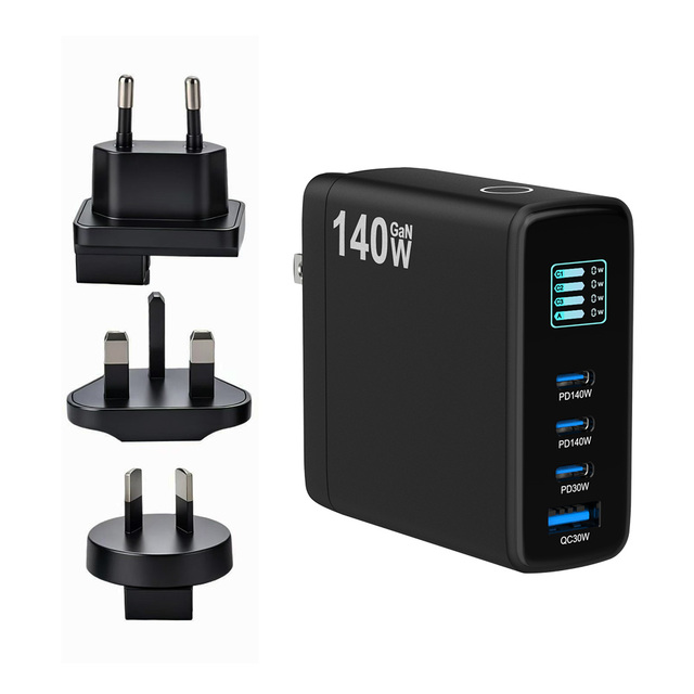 140W GaN TFT Display 3C1A Super Fast Charging Charger Adapter for Laptop for iPhone Apple 140W Type C LED Portable Power Charger