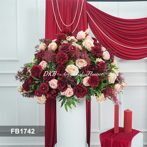 Fleurs artificielles DKB, boules de fleurs rouges de luxe, centres de table pour mariage, décorations de table, boule de fleurs artificielle pour mariage - Product Image 3