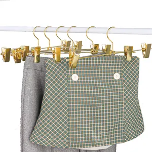Factory Price Space Saving Non-slip Gold Metal Skirt Trouser Hangers For Pants