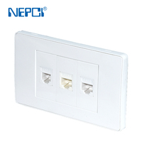 NEPCI 118X71.5mm Enchufe de Pared Italiano con Conector de TV RJ45, Toma de Corriente 16A 250V NFC, Ignífugo, PC IP21, Duradero y Fácil de Instalar